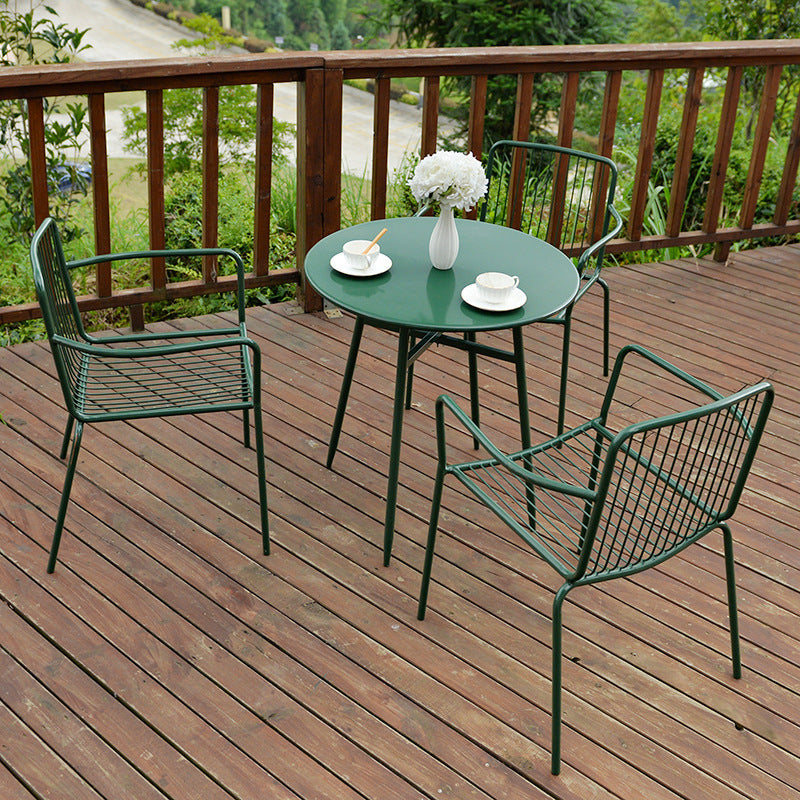 Modern Style Metal Round Dining Set 1/3/4/5 Pieces Metal Dining Table Set for Outdoor