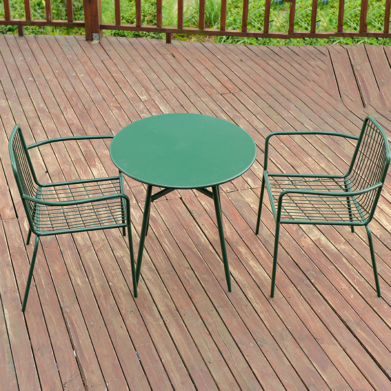 Modern Style Metal Round Dining Set 1/3/4/5 Pieces Metal Dining Table Set for Outdoor