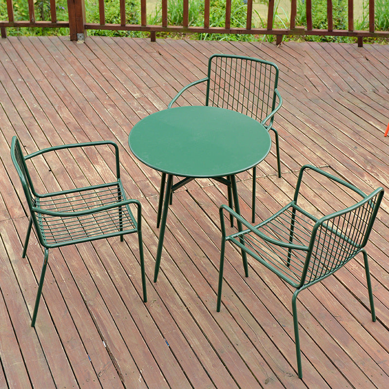 Modern Style Metal Round Dining Set 1/3/4/5 Pieces Metal Dining Table Set for Outdoor