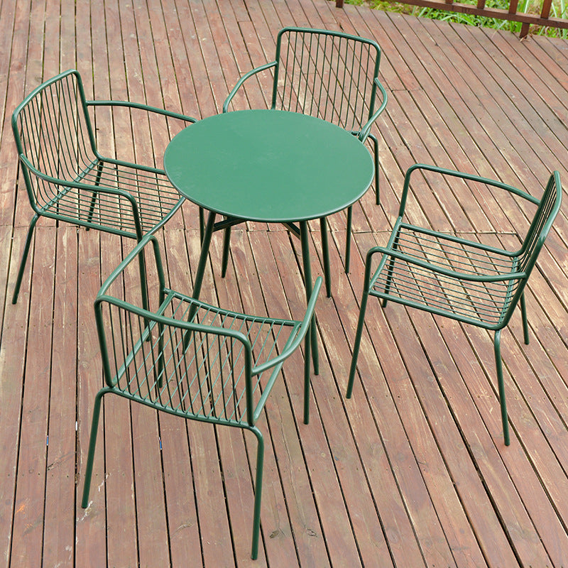 Modern Style Metal Round Dining Set 1/3/4/5 Pieces Metal Dining Table Set for Outdoor