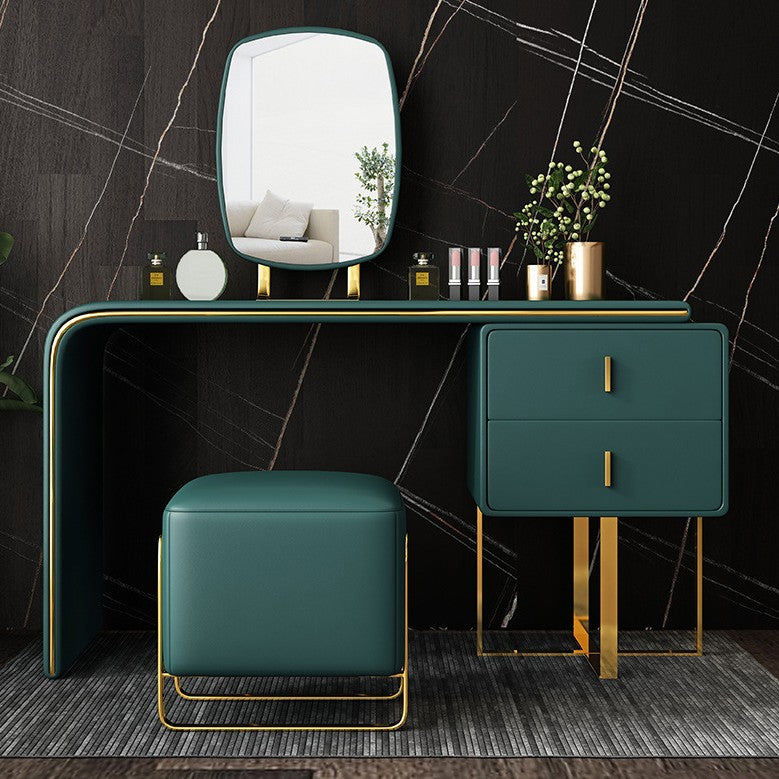 Glam Make-up Vanity with 2 Storage Drawers 20.47" Wide Faux Leather Dresser