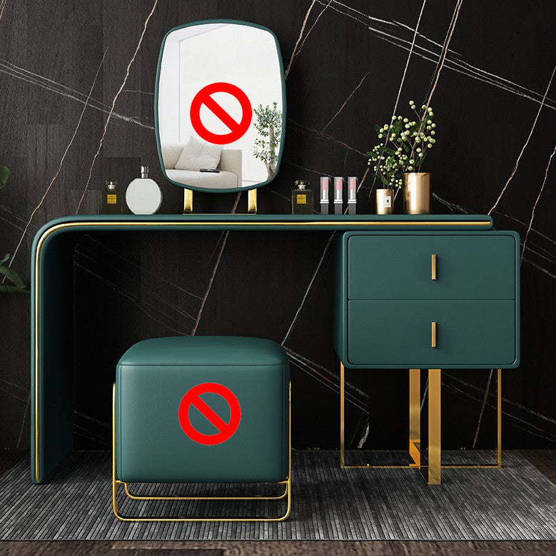 Glam Make-up Vanity with 2 Storage Drawers 20.47" Wide Faux Leather Dresser