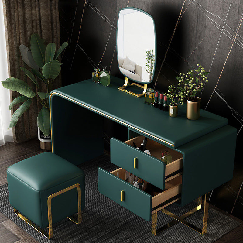 Glam Make-up Vanity with 2 Storage Drawers 20.47" Wide Faux Leather Dresser