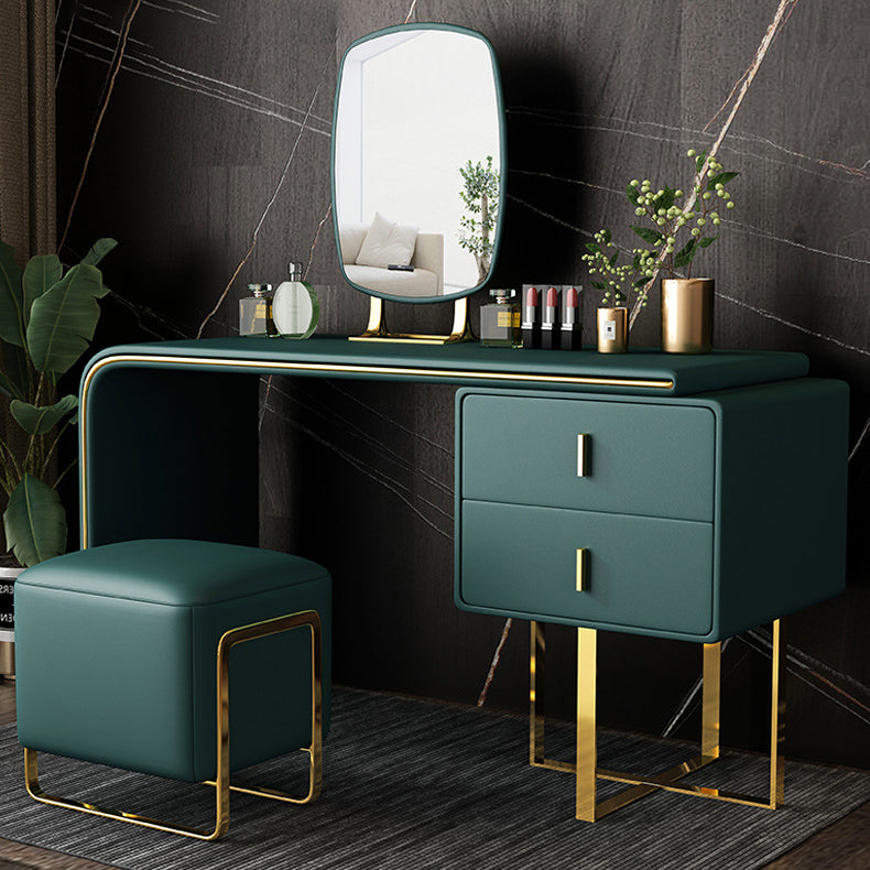 Glam Make-up Vanity with 2 Storage Drawers 20.47" Wide Faux Leather Dresser