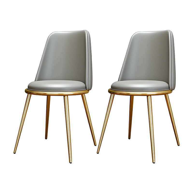 Upholstered Lounge Chair Armless Vanity Chair with Gold Tone Legs