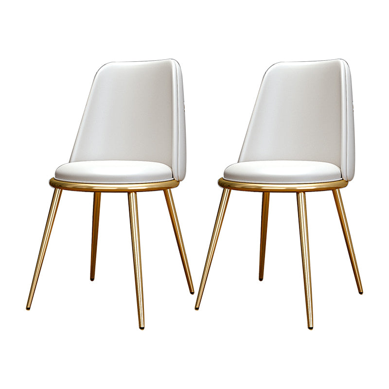 Upholstered Lounge Chair Armless Vanity Chair with Gold Tone Legs
