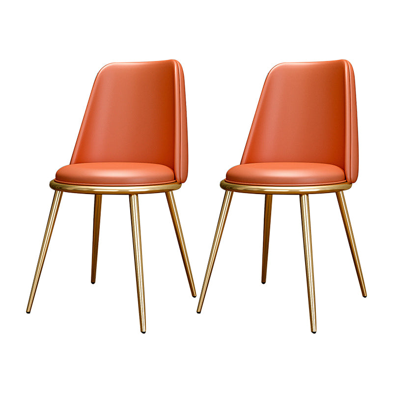 Upholstered Lounge Chair Armless Vanity Chair with Gold Tone Legs