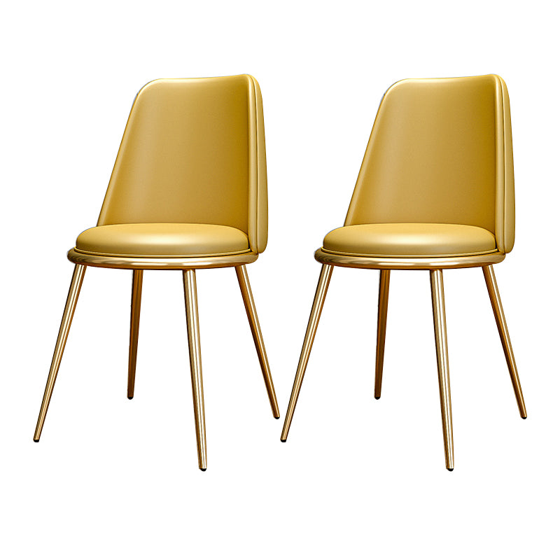 Upholstered Lounge Chair Armless Vanity Chair with Gold Tone Legs