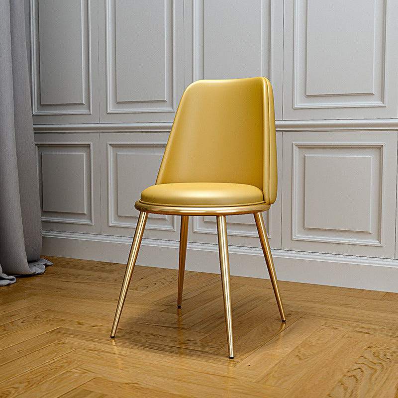 Upholstered Lounge Chair Armless Vanity Chair with Gold Tone Legs