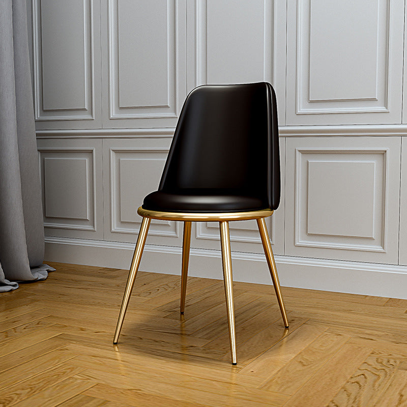 Upholstered Lounge Chair Armless Vanity Chair with Gold Tone Legs