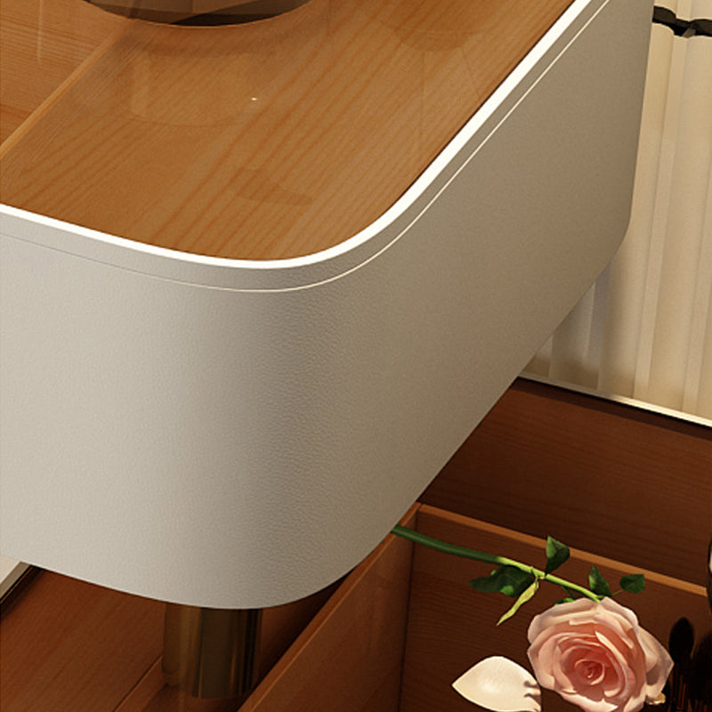 Contemporary Vanity Tables 5 Drawers Glass Top Makeup Vanity Desk