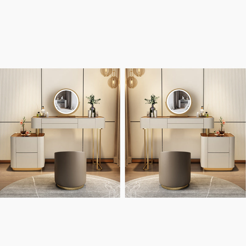Contemporary Vanity Tables 5 Drawers Glass Top Makeup Vanity Desk