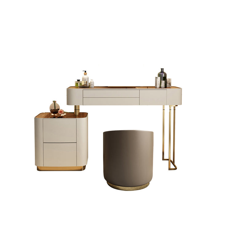 Contemporary Vanity Tables 5 Drawers Glass Top Makeup Vanity Desk