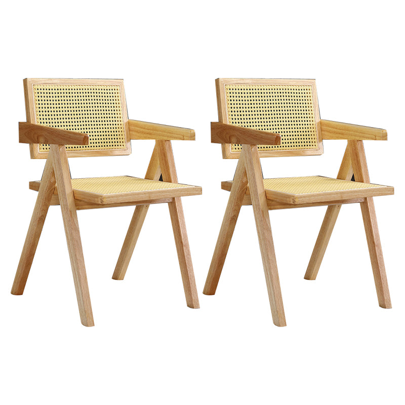 19.68" Wide Arm Chair Solid Wood Frame Chair with Woven Back