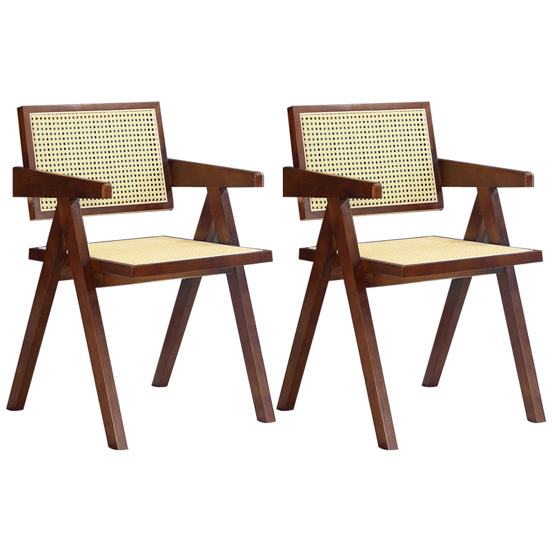 19.68" Wide Arm Chair Solid Wood Frame Chair with Woven Back