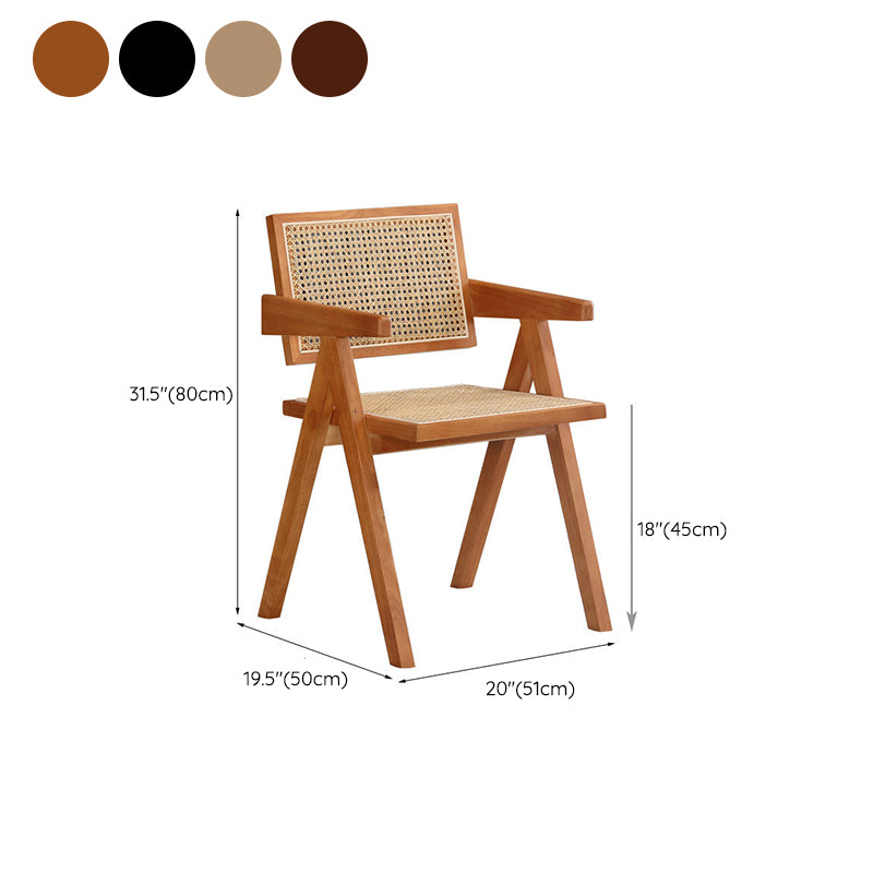 19.68" Wide Arm Chair Solid Wood Frame Chair with Woven Back