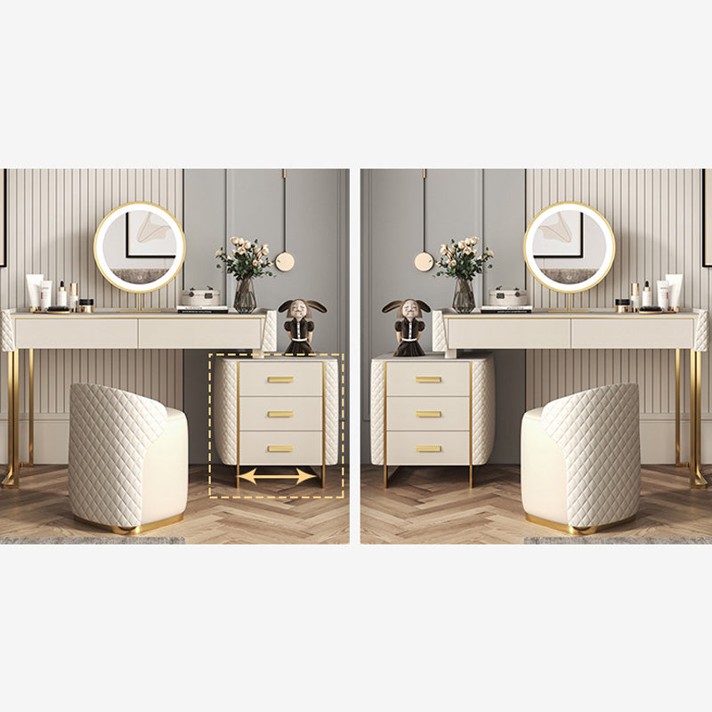 Glam Stone Top Vanity Makeup Table Set Wooden 5-Drawers Dressing Table