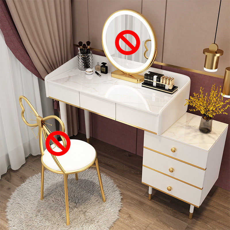 Glam Vanity Table Stone Top 15.75" W Makeup Desk with Drawers