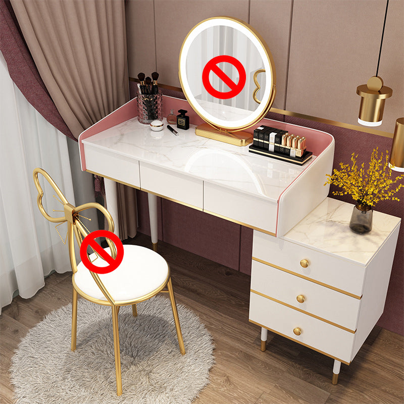 Glam Vanity Table Stone Top 15.75" W Makeup Desk with Drawers