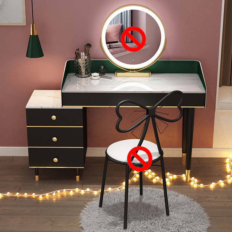 Glam Vanity Table Stone Top 15.75" W Makeup Desk with Drawers