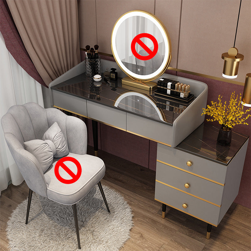 Glam Vanity Table Stone Top 15.75" W Makeup Desk with Drawers