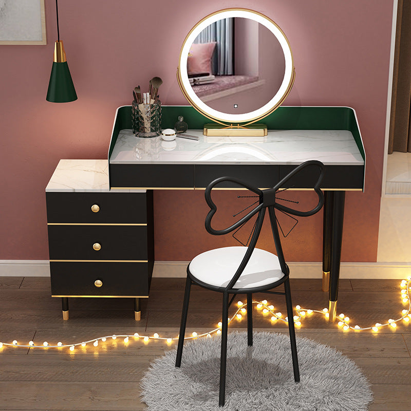 Glam Vanity Table Stone Top 15.75" W Makeup Desk with Drawers