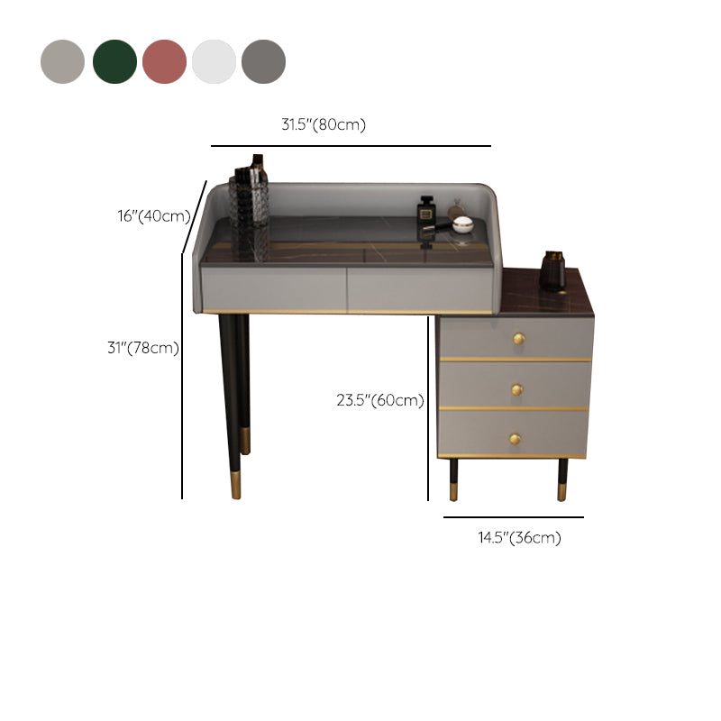 Glam Vanity Table Stone Top 15.75" W Makeup Desk with Drawers
