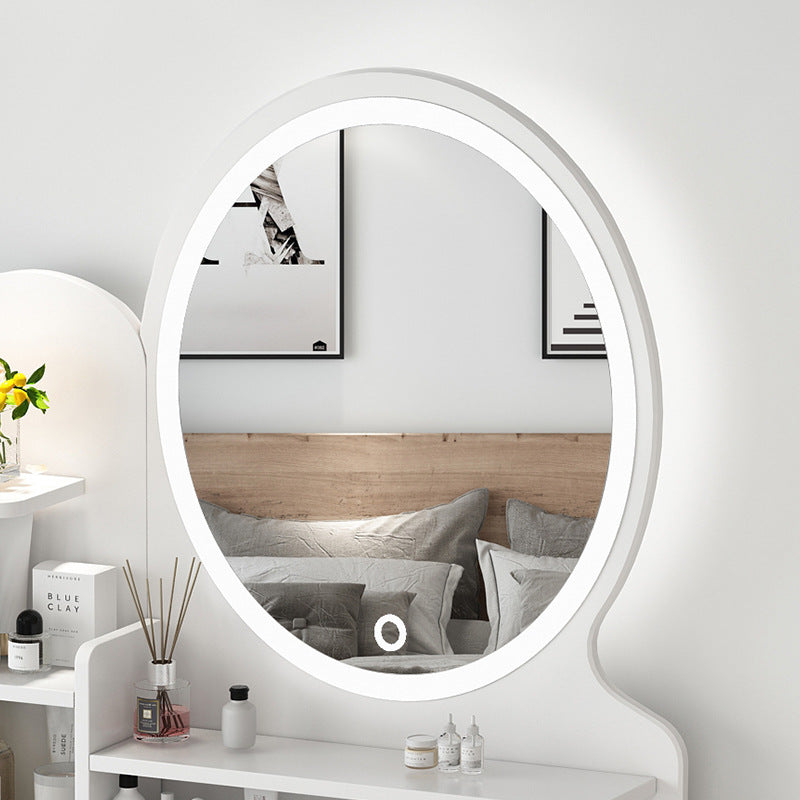 Wooden Vanity with Drawers and Shelves Vanity Makeup Table with Mirror