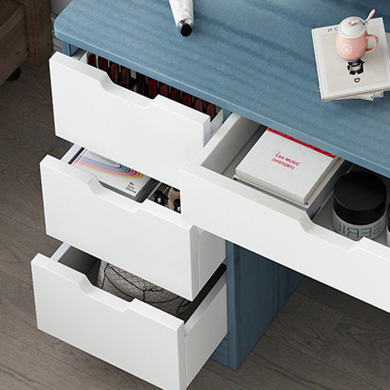 Wooden Vanity with Drawers and Shelves Vanity Makeup Table with Mirror