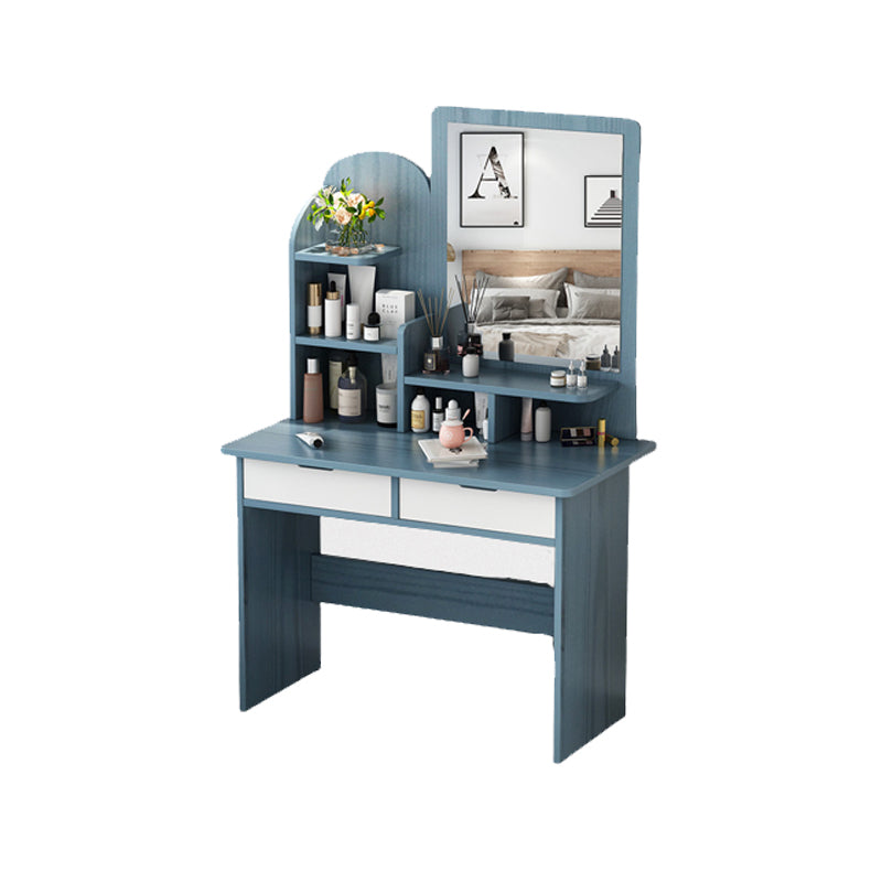Wooden Vanity with Drawers and Shelves Vanity Makeup Table with Mirror