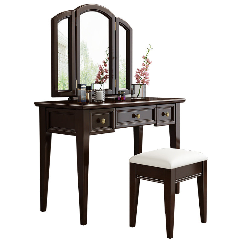 Traditional 3-piece Mirrored Vanity Set 3 Storage Drawers Dresser
