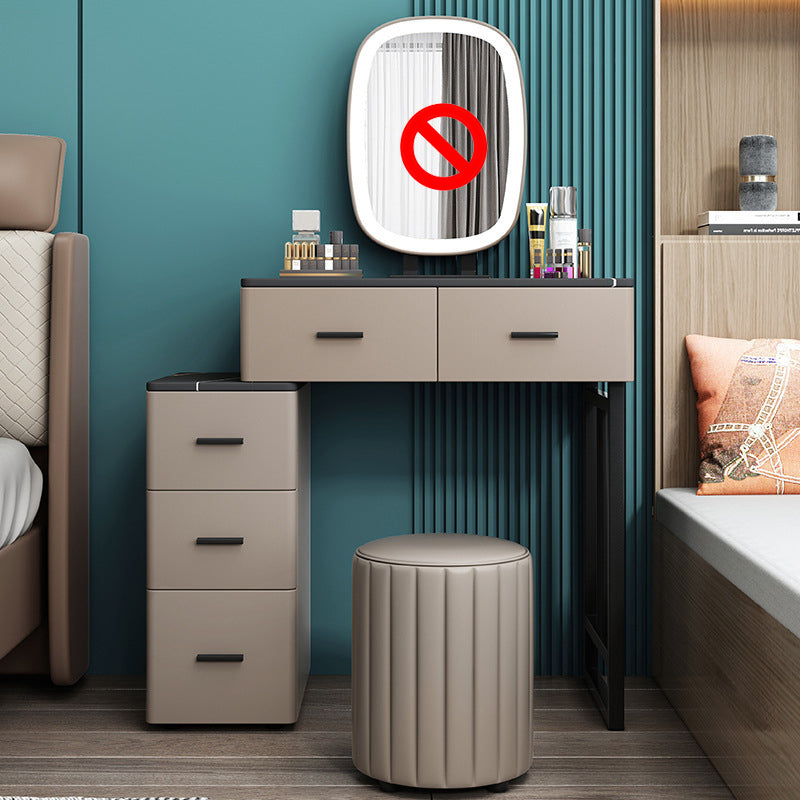 Mirrored Vanity Table and Stool Set 25.59" Wide Stone Top Vanity Desk