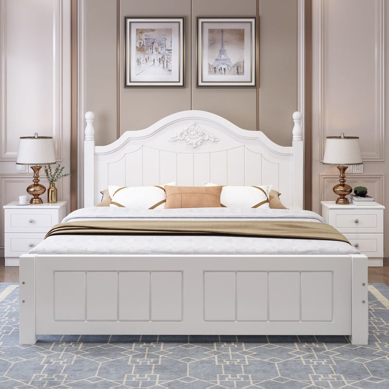 French Country Panel Bed with Headboard Standard Bed Arched White