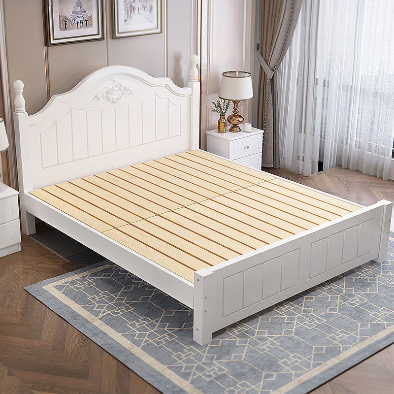 French Country Panel Bed with Headboard Standard Bed Arched White