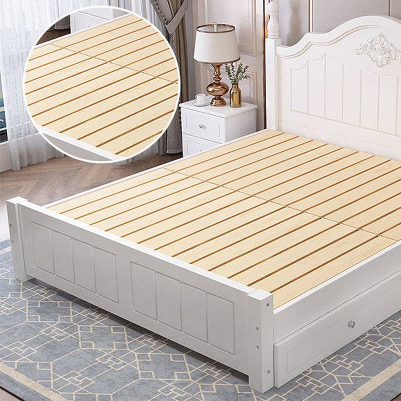 French Country Panel Bed with Headboard Standard Bed Arched White