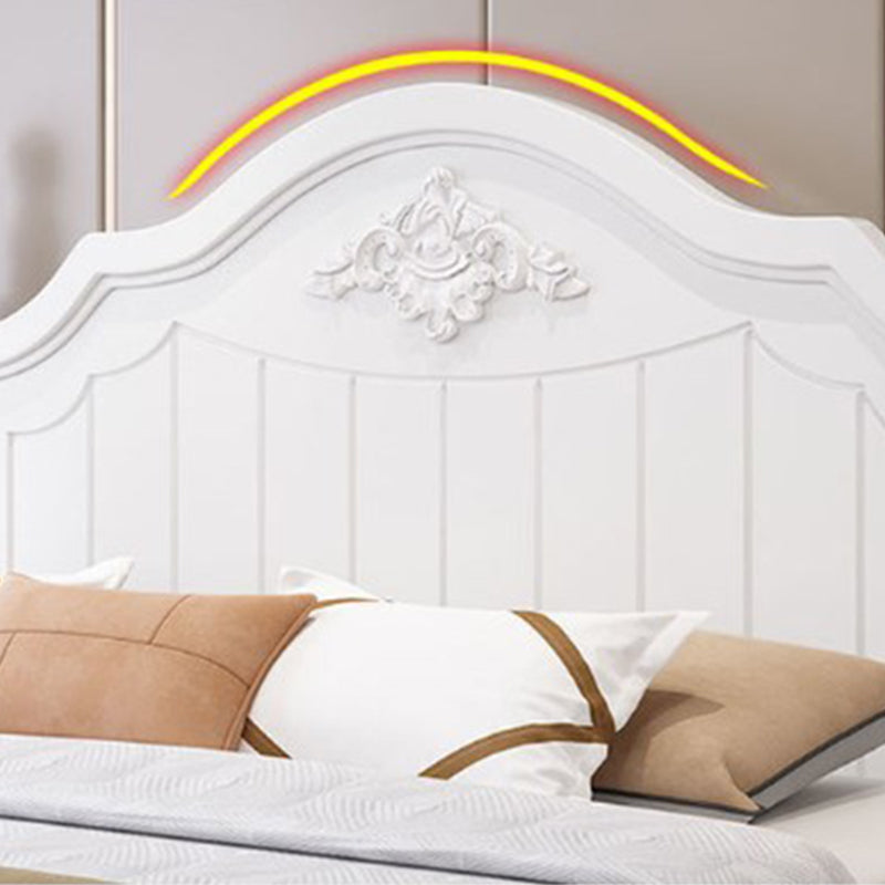 French Country Panel Bed with Headboard Standard Bed Arched White