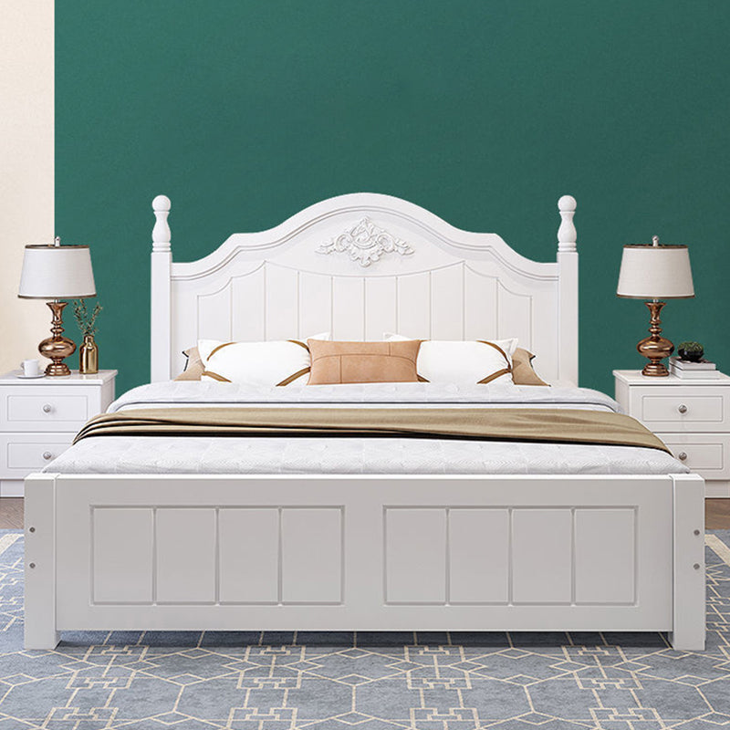 French Country Panel Bed with Headboard Standard Bed Arched White