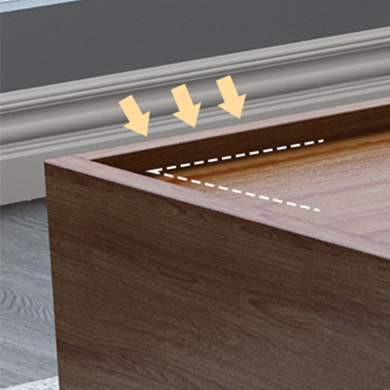 Brown Finish Standard Bed with Headboard Panel Bed Lift Up Storage