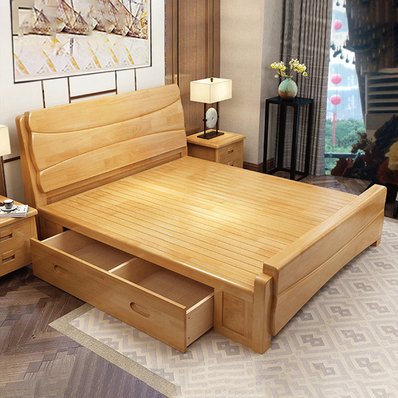 Traditional Solid Wood Standard Bed Headboard Bed with Footboard