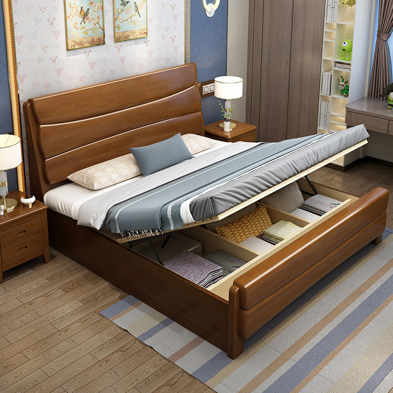 Traditional Solid Wood Standard Bed Headboard Bed with Footboard