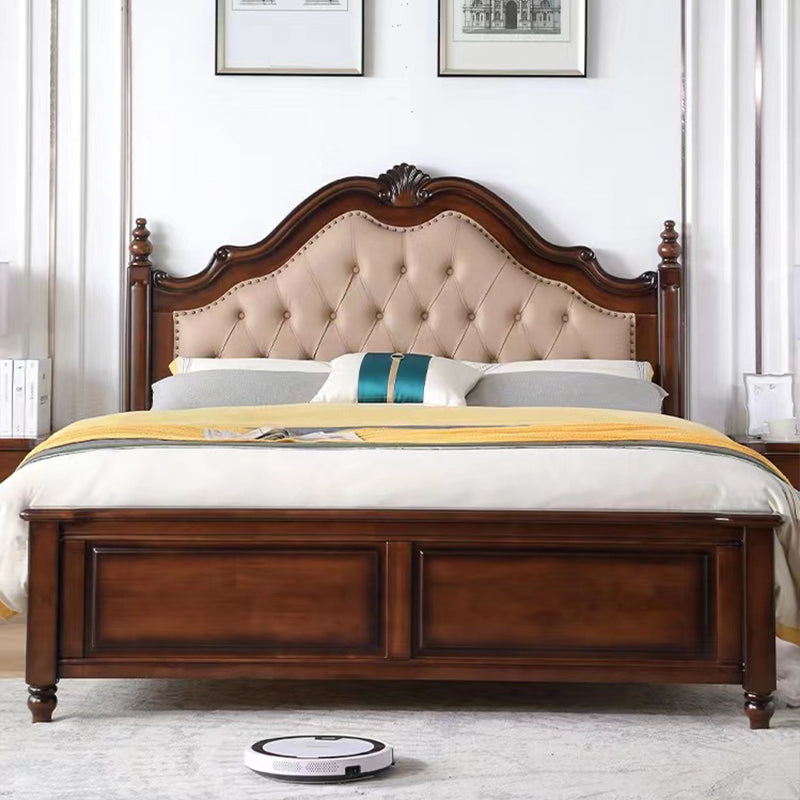 Panel Solid Color Bed Frame Solid Wood Bed Frame with Headboard