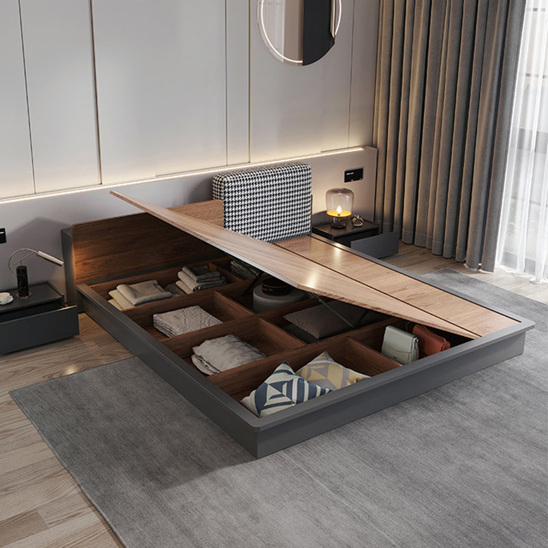 Upholstered Headboard Platform Bed Frame Lift Up Storage Platform Bed Dark Grey