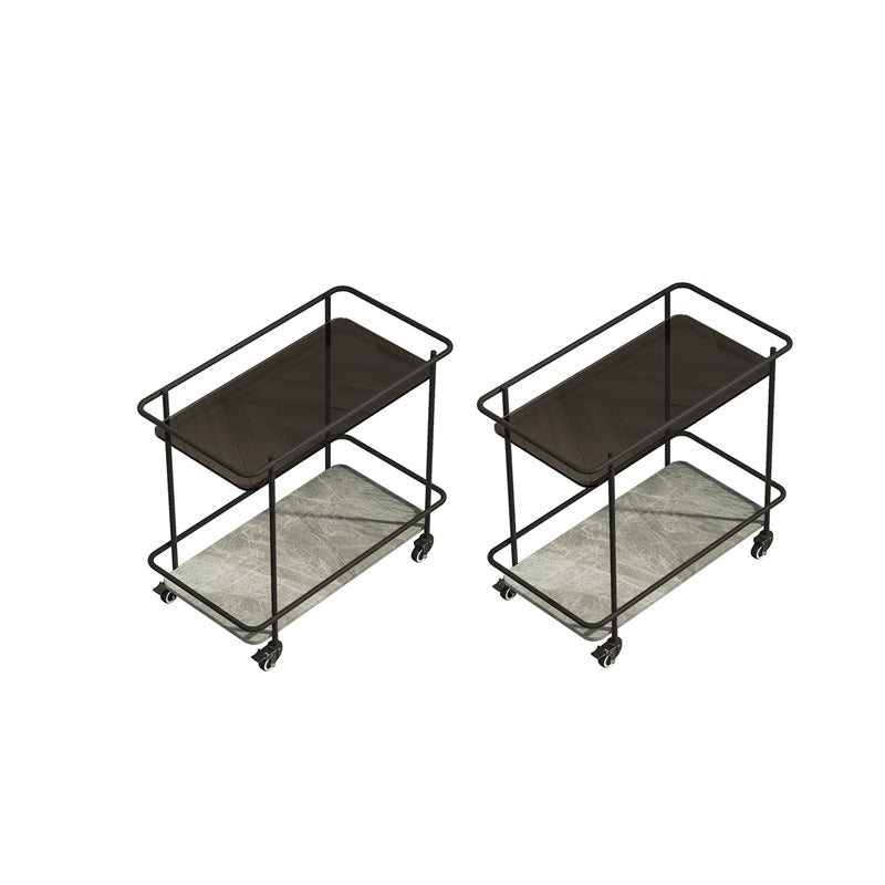 23.6" Tall Contemporary End Slide Table Glass Top Rectangular Side Table