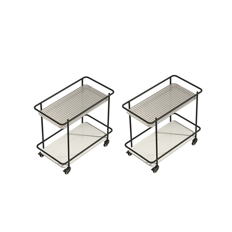 23.6" Tall Contemporary End Slide Table Glass Top Rectangular Side Table