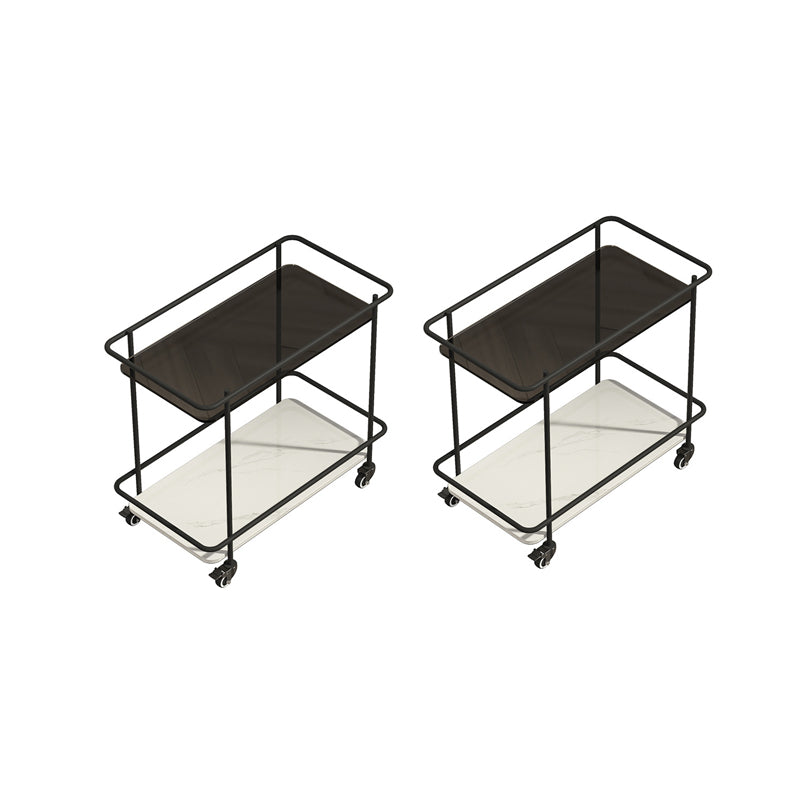 23.6" Tall Contemporary End Slide Table Glass Top Rectangular Side Table