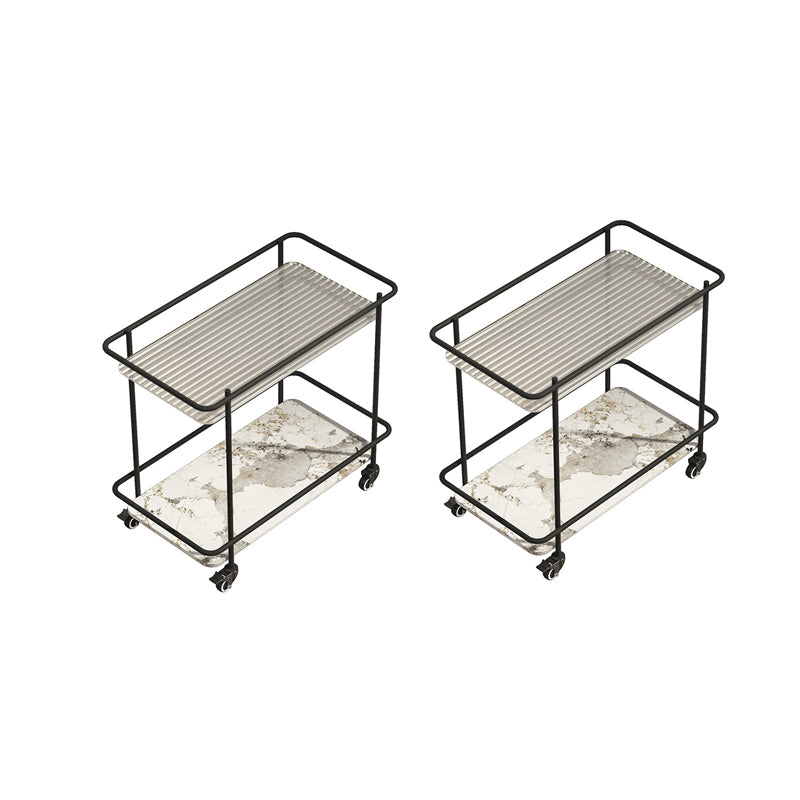 23.6" Tall Contemporary End Slide Table Glass Top Rectangular Side Table