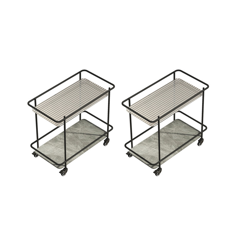 23.6" Tall Contemporary End Slide Table Glass Top Rectangular Side Table