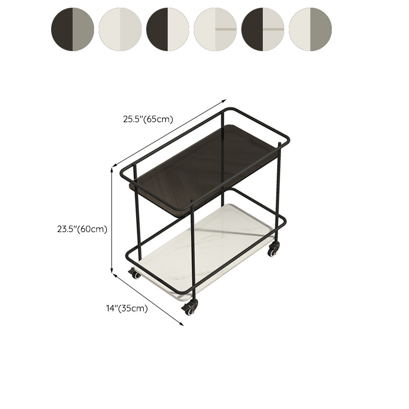 23.6" Tall Contemporary End Slide Table Glass Top Rectangular Side Table