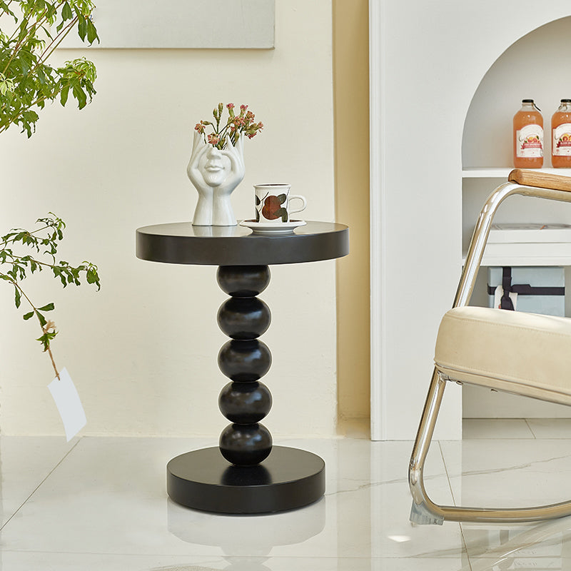 Contemporary End Table Solid Wood Pedestal Round Living Room Side Table