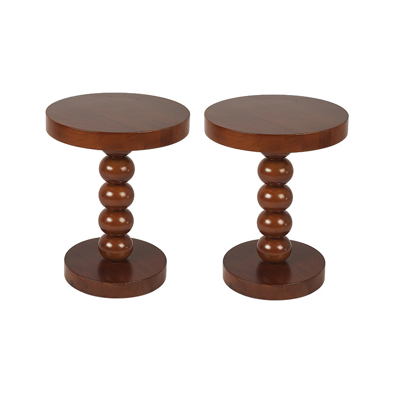 Contemporary End Table Solid Wood Pedestal Round Living Room Side Table